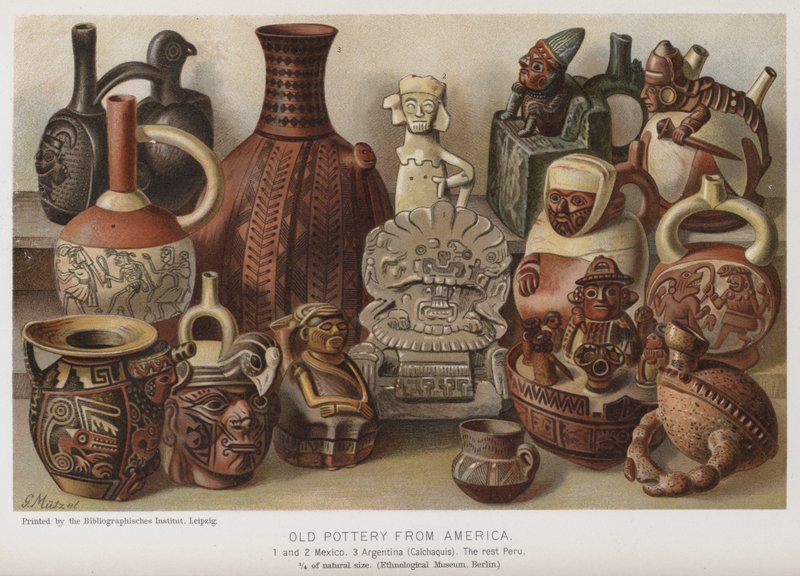 Vanhaa keramiikkaa Amerikasta (chromolitho) tekijältä European School