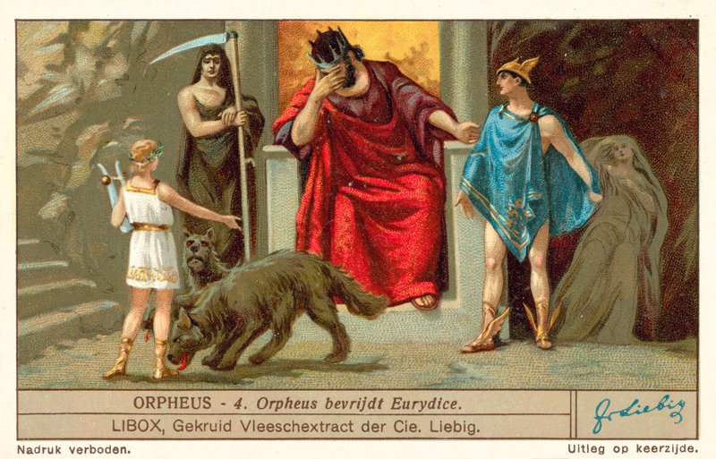 Orpheus vapauttaa Eurydiken (chromolitho) tekijältä European School