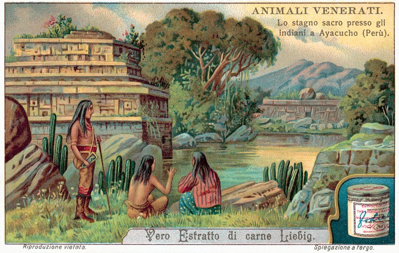 Pyhien kalojen allas Ayacuchossa, Perussa (chromolitho) tekijältä European School