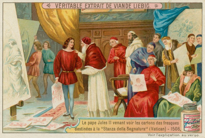 Paavi Julianus II tarkastelee luonnoksia Vatikaania varten tekijältä European School
