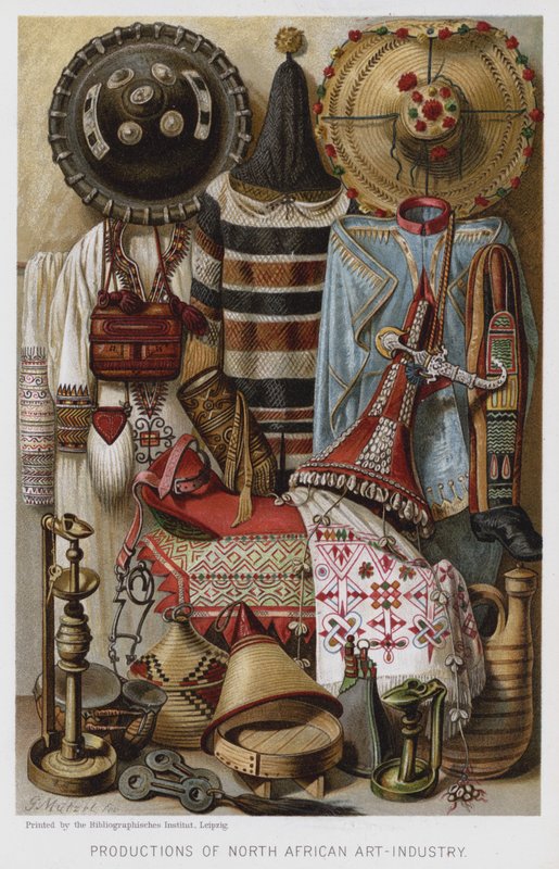 Pohjois-Afrikan taideteollisuuden tuotanto (chromolitho) tekijältä European School