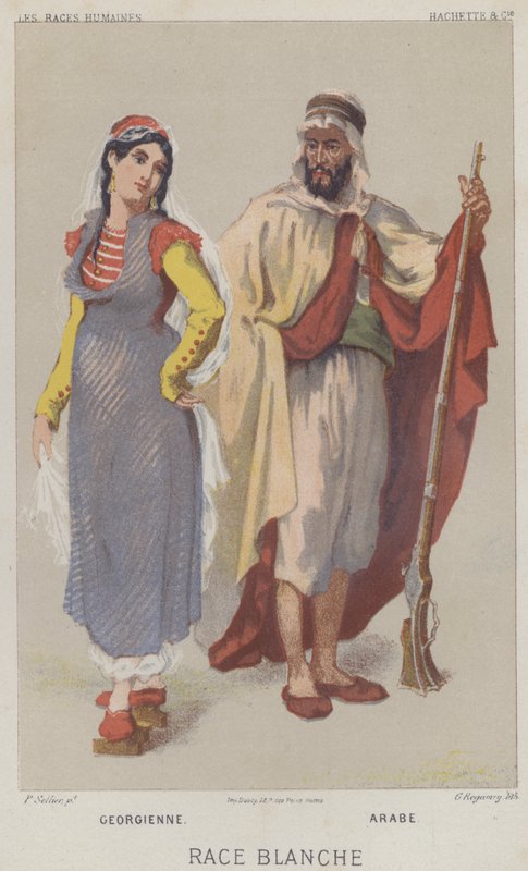kaukasialainen, georgialainen, arabialainen (chromolitho) tekijältä European School