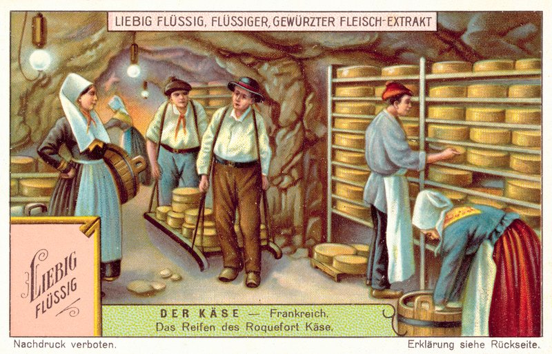 Ranskassa kypsytetyt Roquefort-juustot (chromolitho) tekijältä European School