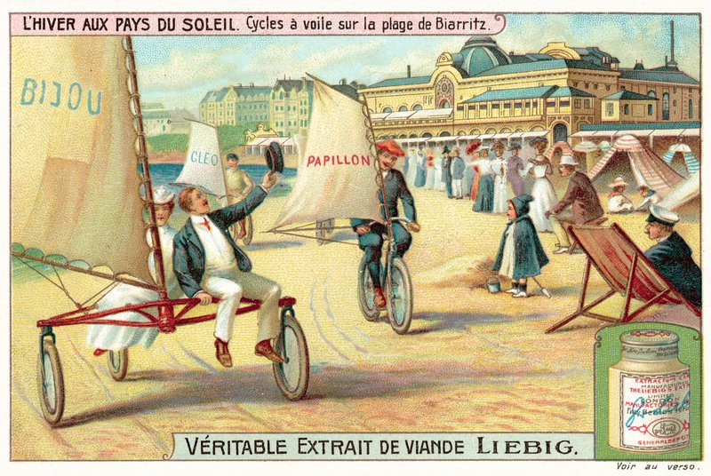 Hiekkapurjehdus rannalla Biarritzissa (chromolitho) tekijältä European School