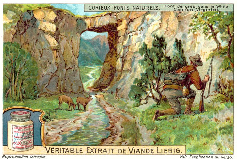 Hiekkakivisilta White Canyonissa, Virginiassa (chromolitho) tekijältä European School