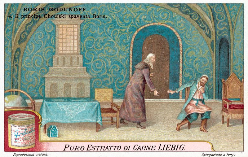 Kohtaus Modest Mussorgskin oopperasta Boris Godunov (chromolitho) tekijältä European School