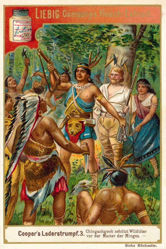 Kohtaus Deerslayerista, kirjoittanut James Fenimore Cooper (chromolitho) tekijältä European School