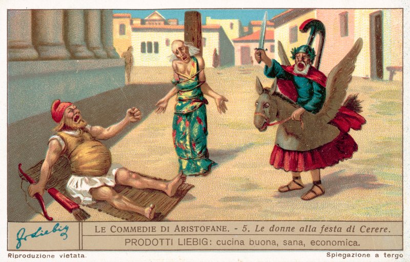 Kohtaus teoksesta Thesmophoriazusae (chromolitho) tekijältä European School