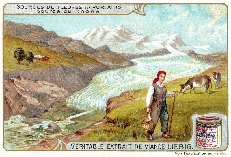 Rhônen lähde (chromolitho) tekijältä European School