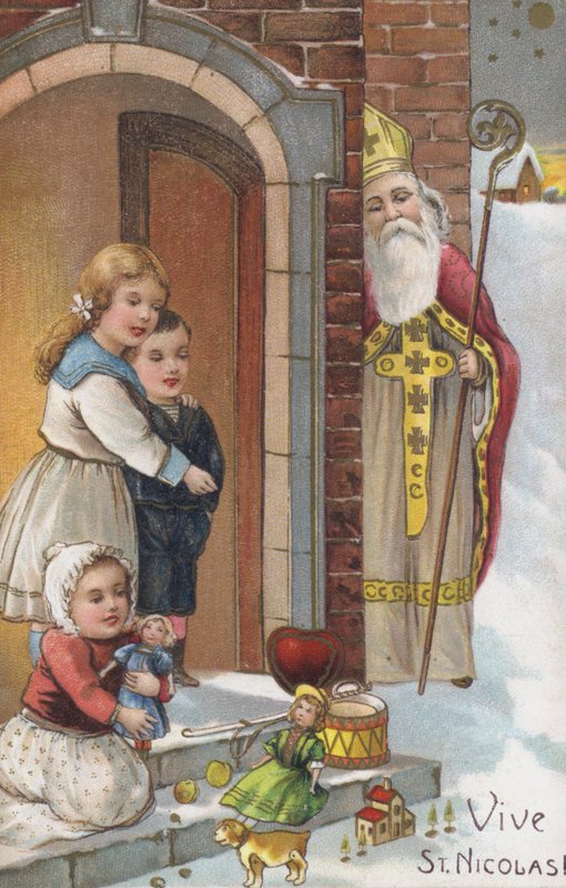 Pyhän Nikolauksen päivän kortti (chromolitho) tekijältä European School