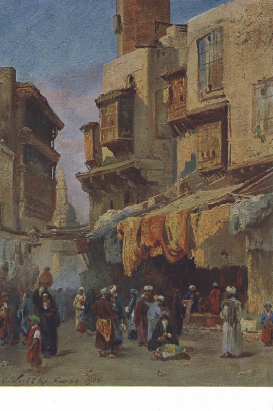 Katunäkymä Kairosta, Egypti (värilitografia) tekijältä European School
