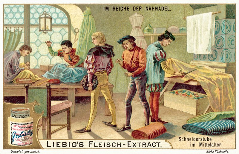 Räätälinpaja keskiajalla (chromolitho) tekijältä European School