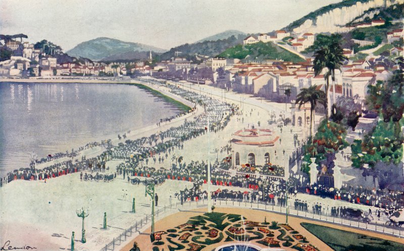 Praia da Lapa ja Praca da Gloria, näkymä sotilasparaatista 15. marraskuuta, Brasilian tasavallan perustamisen vuosipäivänä (värilitro). tekijältä European School