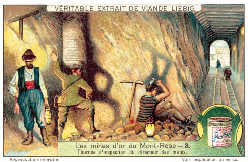 Monte Rosan kultakaivoksen (chromolitho) johtajan tarkastuskierros tekijältä European School