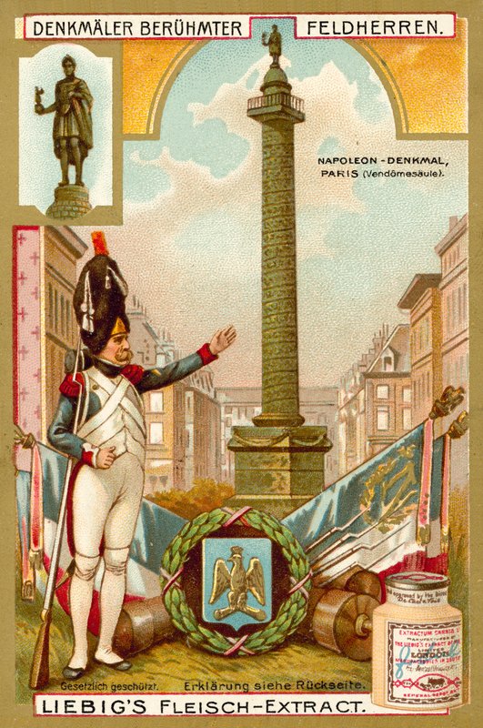 Vendome-pylväs, Napoleonin muistomerkki, Pariisi (chromolitho) tekijältä European School