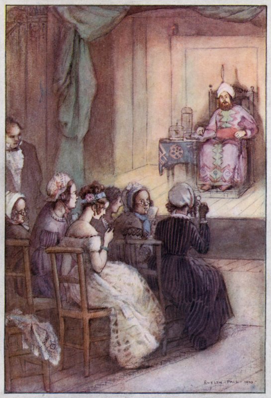 Kuvitus Cranfordille, rouva Gaskell (värilitho) tekijältä Evelyn Paul