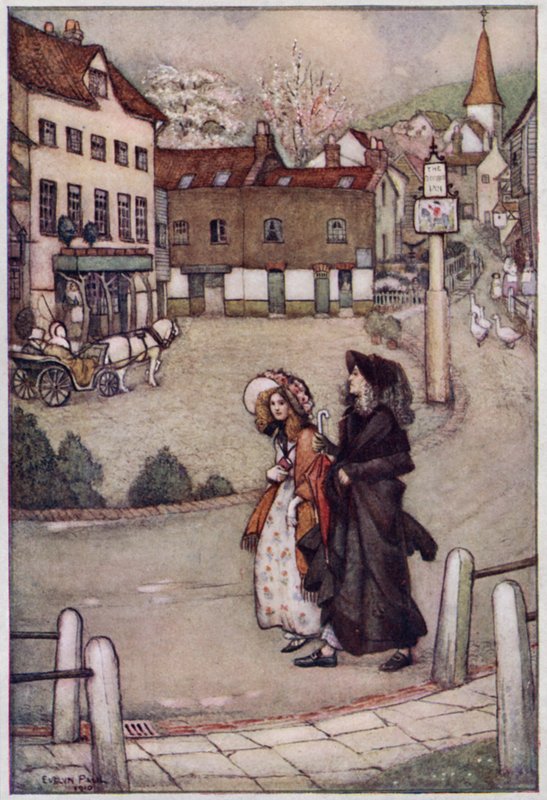 Kuvitus Cranfordille, rouva Gaskell (värilitho) tekijältä Evelyn Paul
