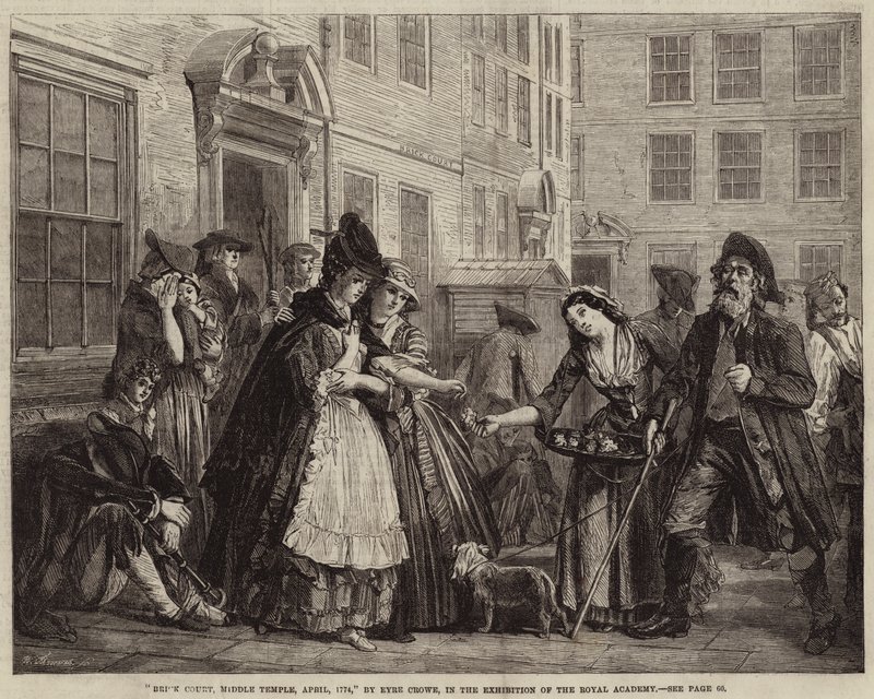 Brick Court, Middle Temple, huhtikuu 1774 tekijältä Eyre Crowe