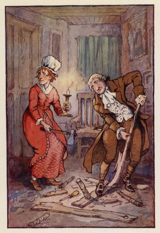 Kuvitus Charles Dickensin kirjaan A Tale of Two Cities (värilitro). tekijältä F. M. B. Blaikie