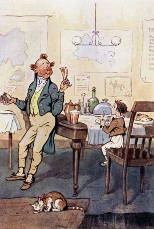 Kuvitus David Copperfieldille (värinen lito) tekijältä F. M. B. Blaikie
