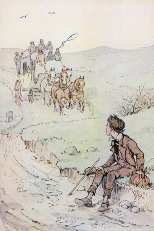Kuvitus Oliver Twistille (väri litho) tekijältä F. M. B. Blaikie