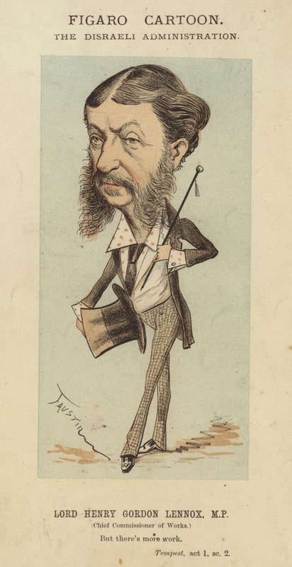Lordi Henry Gordon-Lennox, brittiläinen konservatiivipoliitikko ja hallituksen ministeri Benjamin Disraelin hallinnossa (värilitho) tekijältä Faustin (b.1847)
