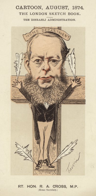 R A Cross, brittiläinen konservatiivipoliitikko ja sisäministeri Benjamin Disraelin hallituksessa tekijältä Faustin (b.1847)
