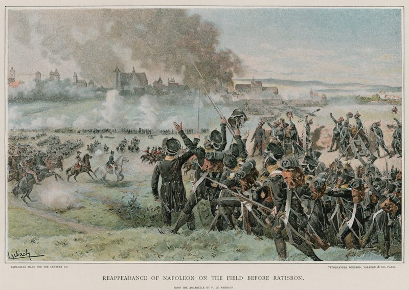 Napoleonin ilmestyminen kentällä ennen Ratisbonia tekijältä Felicien baron de Myrbach Rheinfeld