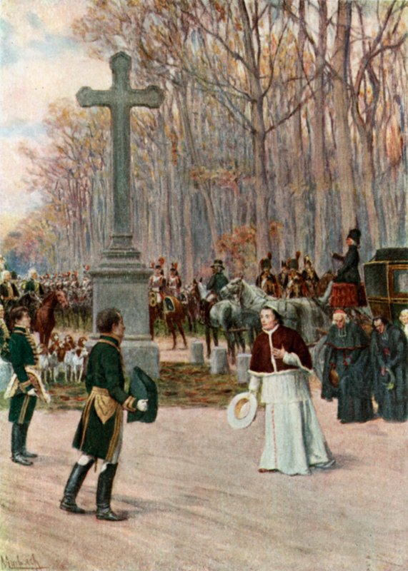 Napoleonin ja paavin tapaaminen Fontainebleaussa tekijältä Felicien baron de Myrbach Rheinfeld
