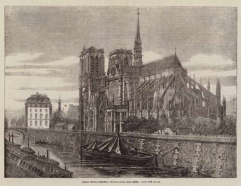 Pariisin parannukset, Notre Dame entisöity, Uusi torni tekijältä Felix Thorigny