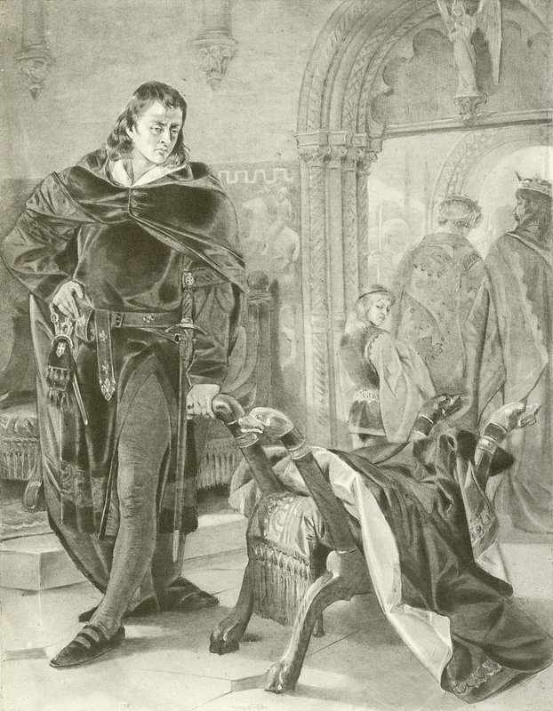 Hamlet. Näytös I, kohtaus II (kaiverrus) tekijältä Felix Octavius Carr Darley