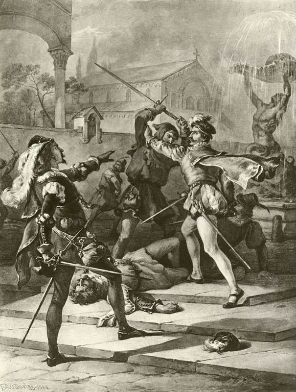 Romeo ja Julia. I näytös - I kohtaus (syväpaino) tekijältä Felix Octavius Carr Darley