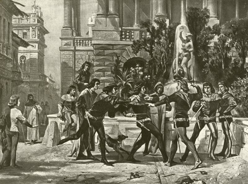 Romeo ja Juulia. näytös III, kohtaus I (syväpaino) tekijältä Felix Octavius Carr Darley