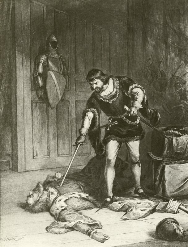 Henry VI:n kolmas osa. Näytös V-kohtaus VI (syväpaino) tekijältä Felix Octavius Carr Darley