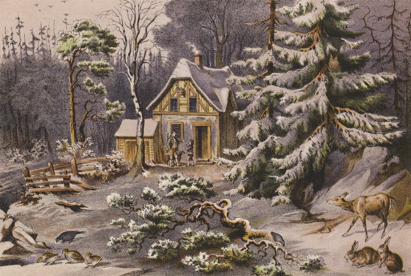 Joulukuu (värilitografia) tekijältä Ferdinand Karl Klimsch