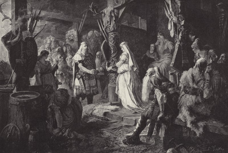 Frithjof bei Konig Ring (Frithjof King Ringin salissa) (kaiverrus) tekijältä Ferdinand Leeke