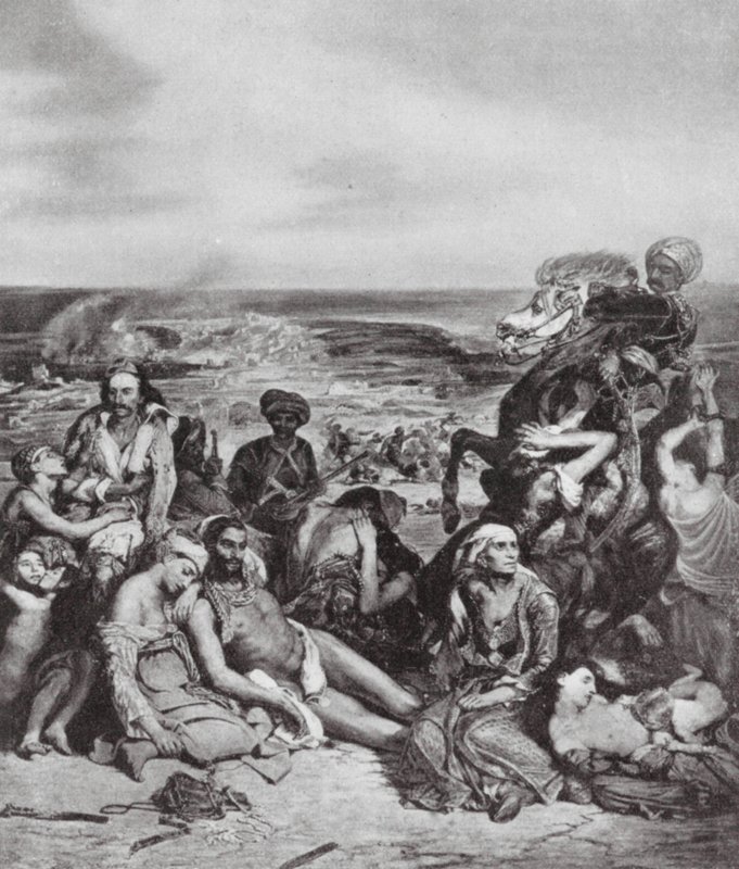 Chiosin verilöylyt (litografia) tekijältä Ferdinand Victor Eugene (after) Delacroix