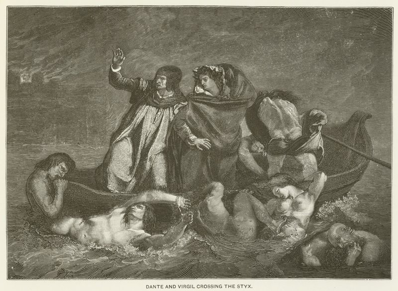 Dante ja Virgil ylittävät Styxin tekijältä Ferdinand Victor Eugene Delacroix