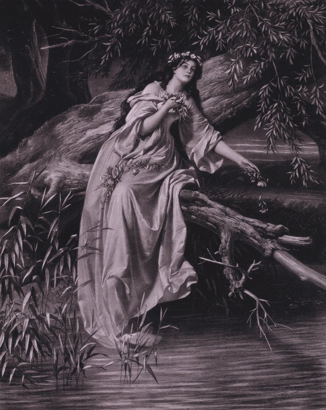 Kohtaus Shakespearen Hamletista (IV näytös, kohtaus 7) (litho) tekijältä Ferdinand the Elder Piloty