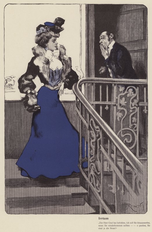 Tapaus väärästä henkilöllisyydestä (väri litho) tekijältä Ferdinand von Reznicek