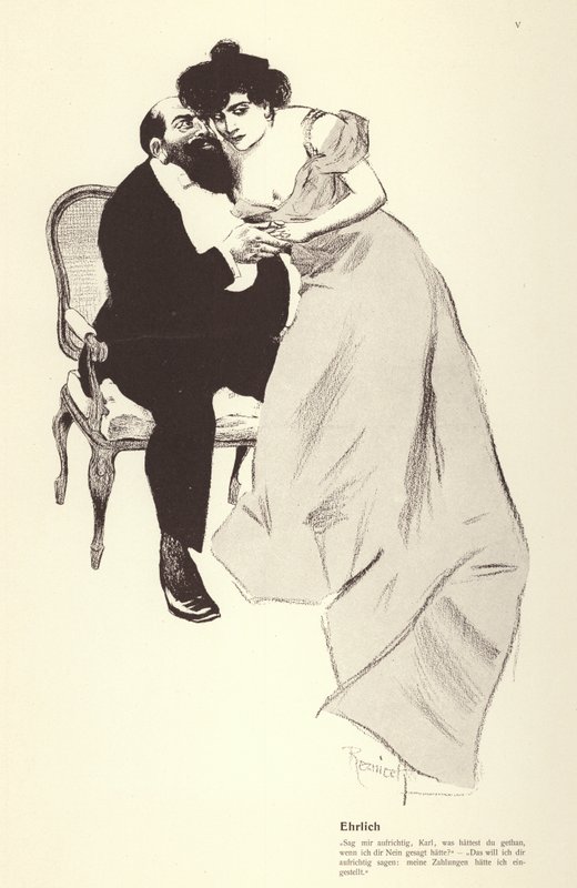Mies rakastajattarensa kanssa (litho) tekijältä Ferdinand von Reznicek