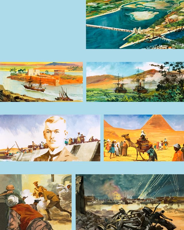 Kohtauksia Niilin historiasta (guassi paperille) tekijältä Ferdinando Tacconi