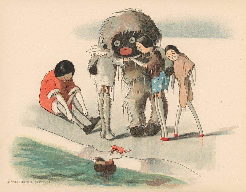 Kuvitus The Golliwoggs Polar Adventuresista tekijältä Florence K. Upton