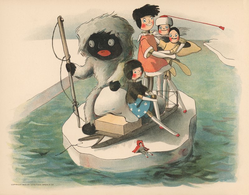 Kuvitus The Golliwoggs Polar Adventuresista tekijältä Florence K. Upton