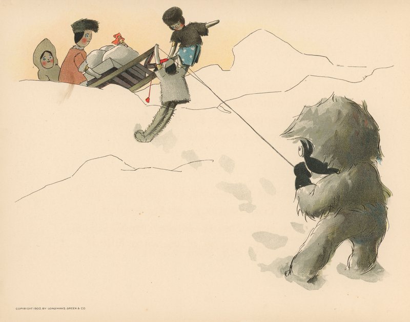 Kuvitus The Golliwoggs Polar Adventuresista tekijältä Florence K. Upton