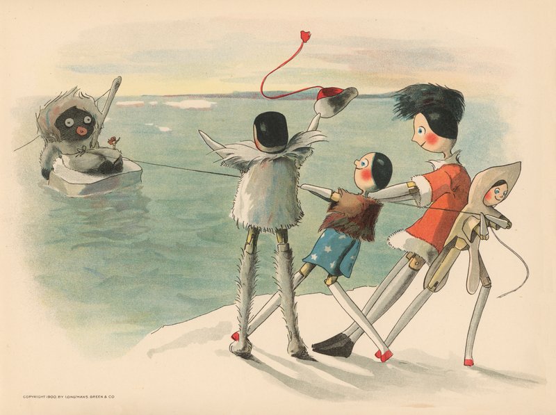 Kuvitus The Golliwoggs Polar Adventuresista tekijältä Florence K. Upton