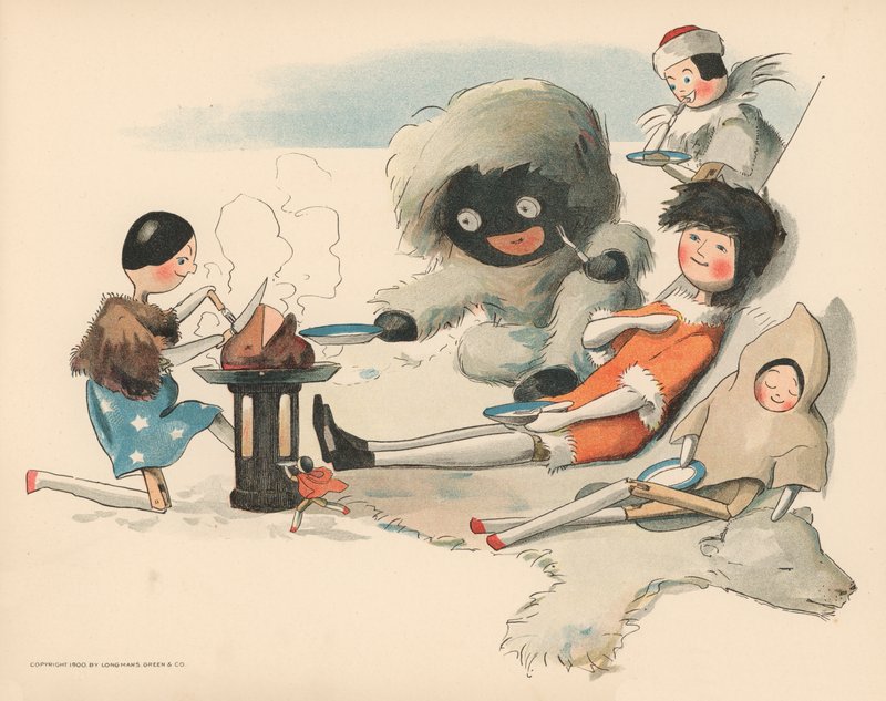 Kuvitus The Golliwoggs Polar Adventuresista tekijältä Florence K. Upton