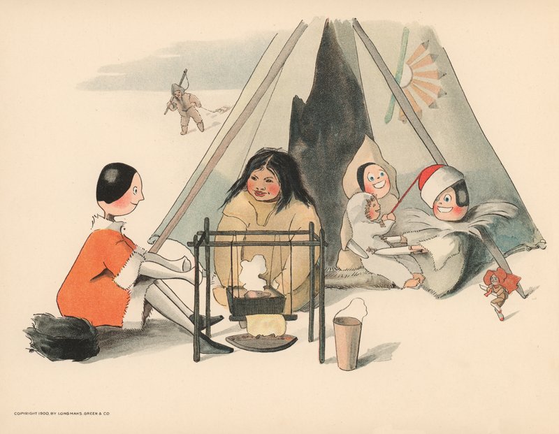 Kuvitus The Golliwoggs Polar Adventuresista tekijältä Florence K. Upton