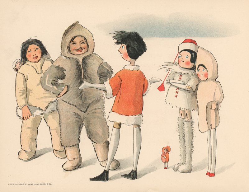 Kuvitus The Golliwoggs Polar Adventuresista tekijältä Florence K. Upton