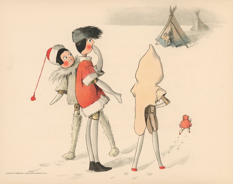 Kuvitus The Golliwoggs Polar Adventuresista tekijältä Florence K. Upton
